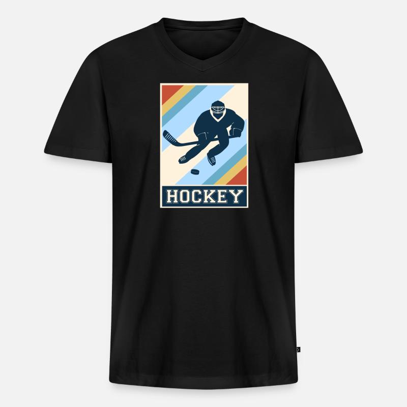 hockey - Männer Premium Bio T-Shirt mit V-Ausschnitt - Schwarz