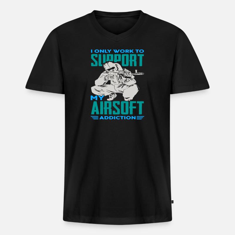 Airsoft - Männer Premium Bio T-Shirt mit V-Ausschnitt - Schwarz