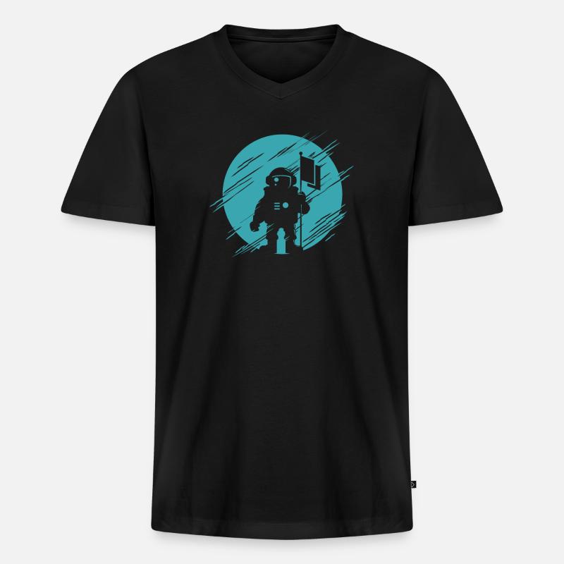 Astronaut - Männer Premium Bio T-Shirt mit V-Ausschnitt - Schwarz