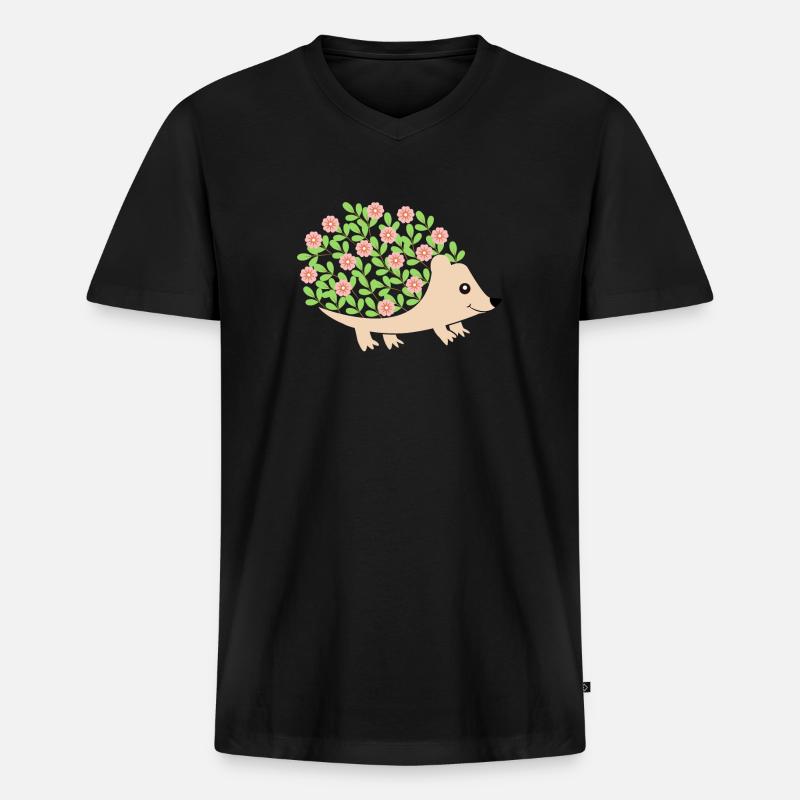 Igel - Männer Premium Bio T-Shirt mit V-Ausschnitt - Schwarz
