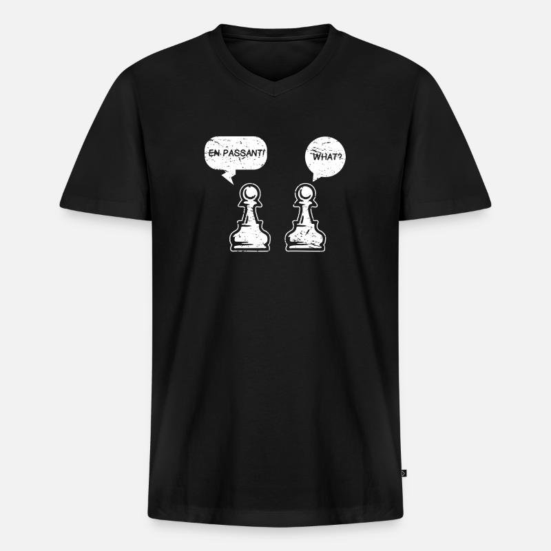 Schach Spieler Schachfigur Chess - Männer Premium Bio T-Shirt mit V-Ausschnitt - Schwarz