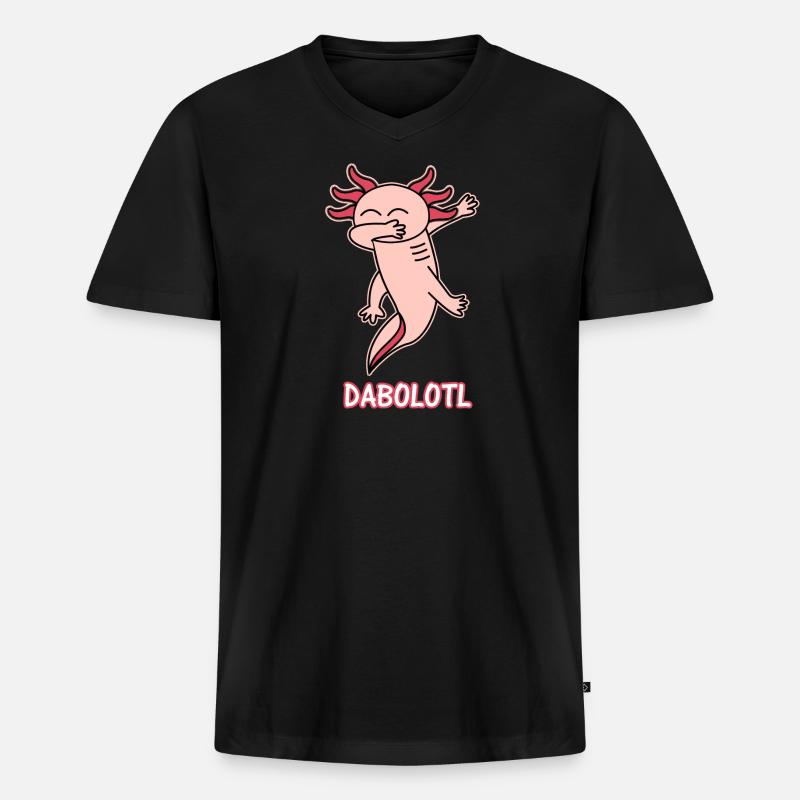 Axolotl - Männer Premium Bio T-Shirt mit V-Ausschnitt - Schwarz