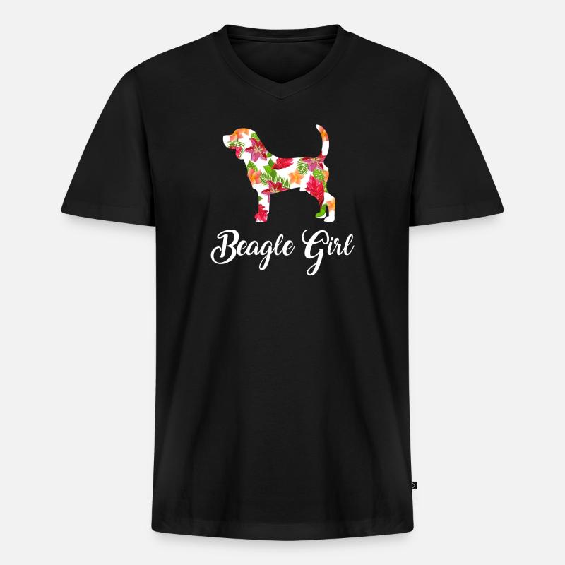 Beagle - Männer Premium Bio T-Shirt mit V-Ausschnitt - Schwarz