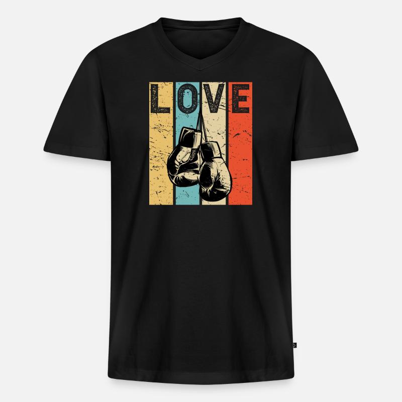 Boxen - Männer Premium Bio T-Shirt mit V-Ausschnitt - Schwarz
