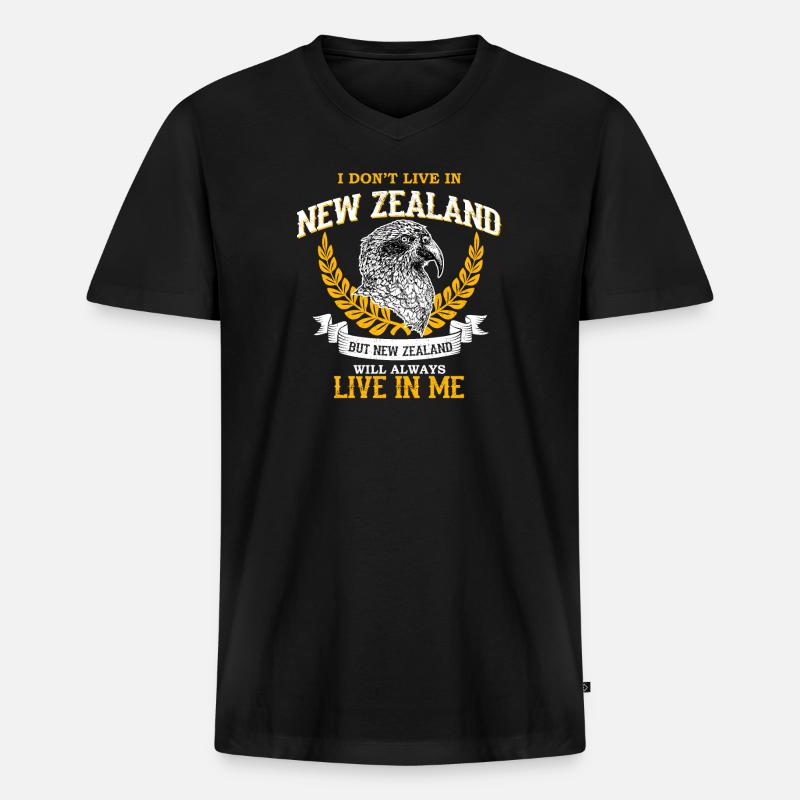 Neuseeland - Männer Premium Bio T-Shirt mit V-Ausschnitt - Schwarz