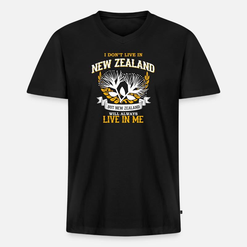 Neuseeland - Männer Premium Bio T-Shirt mit V-Ausschnitt - Schwarz