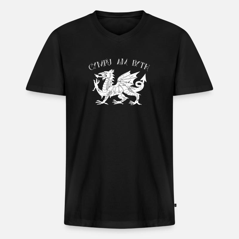 wales - Männer Premium Bio T-Shirt mit V-Ausschnitt - Schwarz