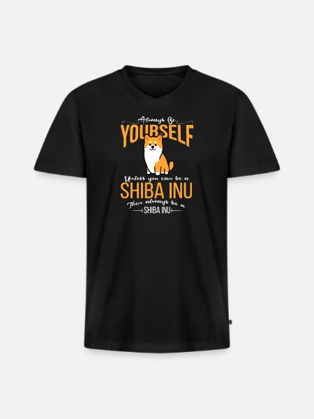 shiba inu - Men's Premium Organic T-shirt with V-neck - black