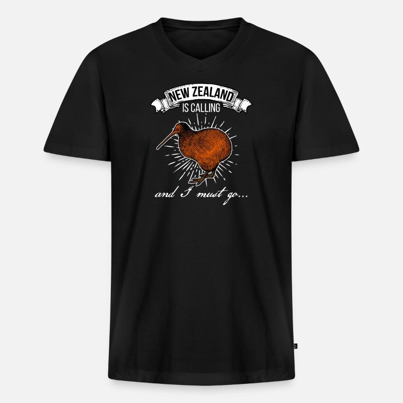 neuseeland - Männer Premium Bio T-Shirt mit V-Ausschnitt - Schwarz