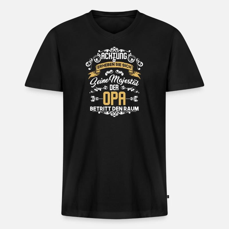 opa - Männer Premium Bio T-Shirt mit V-Ausschnitt - Schwarz
