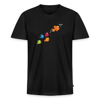 Fische Angeln Kinder Furzen Pupsen - Männer Premium Bio T-Shirt mit V-Ausschnitt - Schwarz - Vorne - Nico (187cm)
