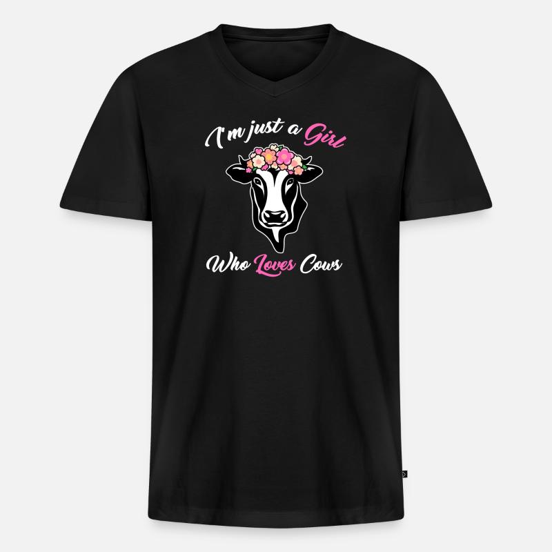 kuh mädchen - Männer Premium Bio T-Shirt mit V-Ausschnitt - Schwarz