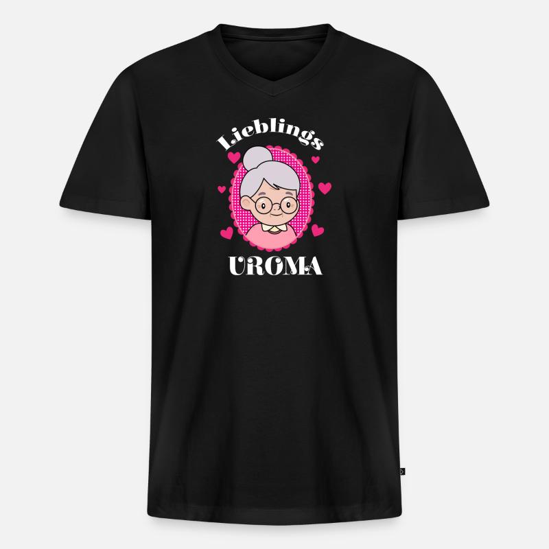 uroma - Männer Premium Bio T-Shirt mit V-Ausschnitt - Schwarz