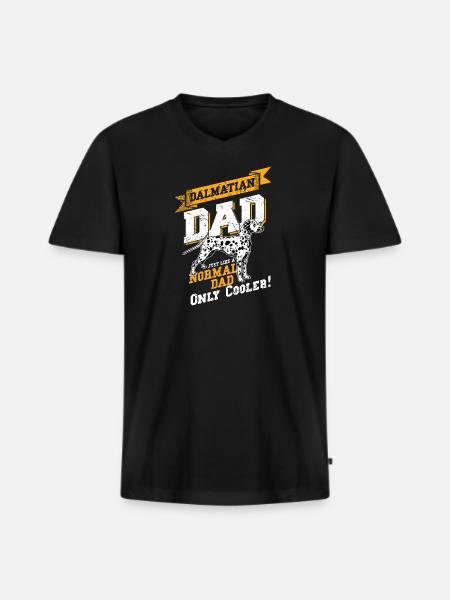 dalmatiner papa - Männer Premium Bio T-Shirt mit V-Ausschnitt - Schwarz