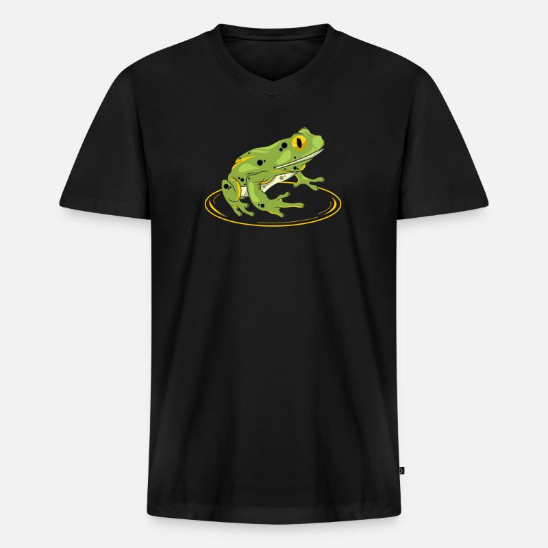 Frosch - Frog - Kröte - Männer Premium Bio T-Shirt mit V-Ausschnitt - Schwarz