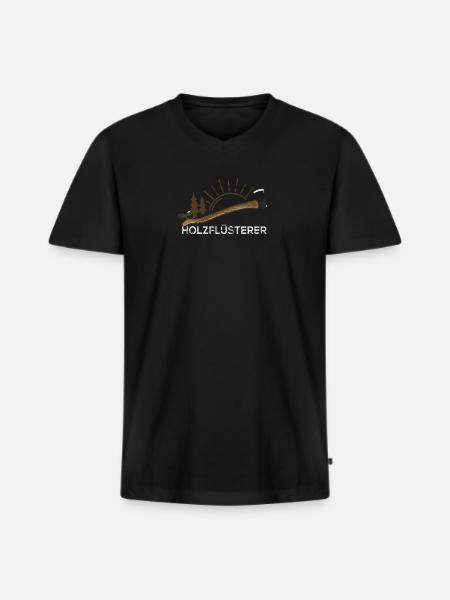 Holzflüsterer - Zimmerer Tischler - Männer Premium Bio T-Shirt mit V-Ausschnitt - Schwarz
