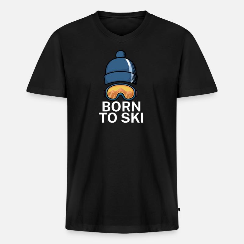 Born to ski - Männer Premium Bio T-Shirt mit V-Ausschnitt - Schwarz