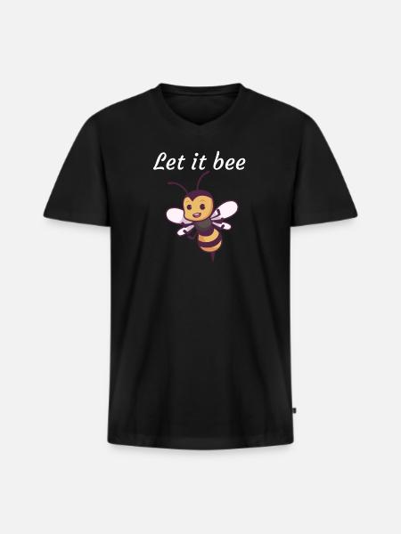 Let it bee - Men's Premium Organic T-shirt with V-neck - black