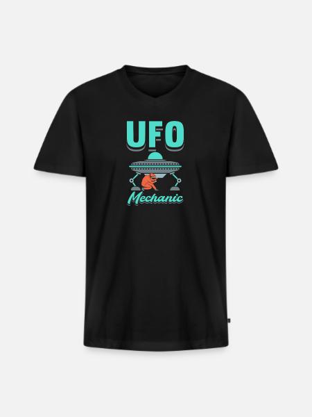 UFO Mechanic - Men's Premium Organic T-shirt with V-neck - black