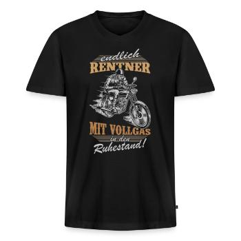 Rentner Motorrad Ruhestand Hobby Biker - Männer Premium Bio T-Shirt mit V-Ausschnitt - Schwarz - Vorne - Nico (187cm)