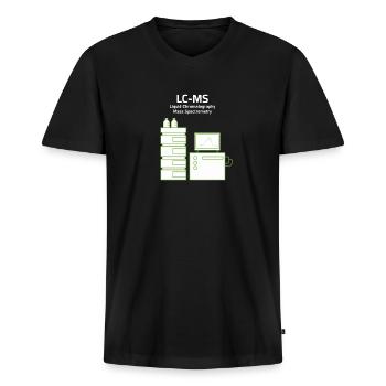 LCMS Liquid Chromatography Mass Spectrometry - T-shirt encolure en V Premium bio Homme - noir - Devant - Nico (187cm)