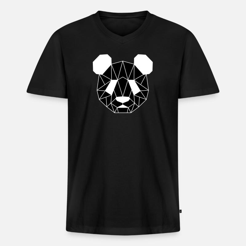 Panda - Männer Premium Bio T-Shirt mit V-Ausschnitt - Schwarz