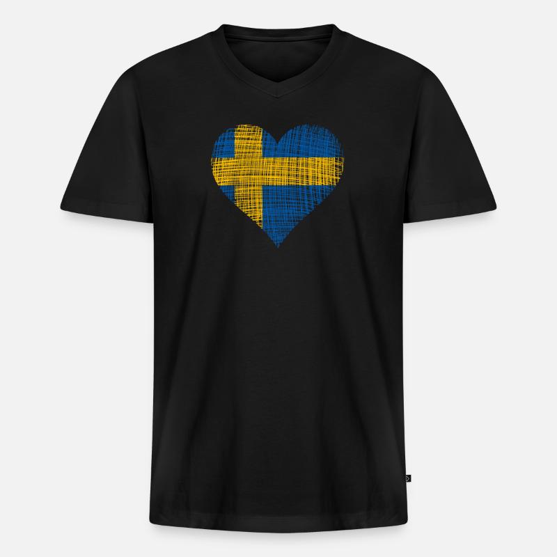 Schweden - Männer Premium Bio T-Shirt mit V-Ausschnitt - Schwarz