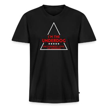 UNDERDOG - Badass - Männer Premium Bio T-Shirt mit V-Ausschnitt - Schwarz - Vorne - Nico (187cm)