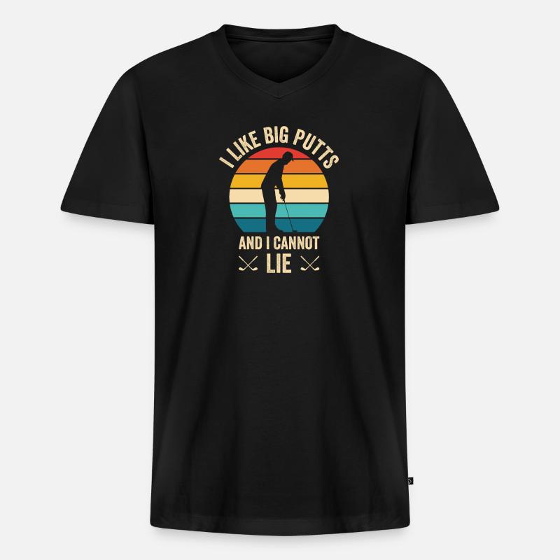 Golfspieler Golfplatz Golfer - Männer Premium Bio T-Shirt mit V-Ausschnitt - Schwarz
