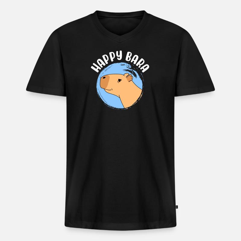 Glückliche Bara - Männer Premium Bio T-Shirt mit V-Ausschnitt - Schwarz