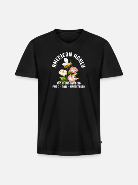 Amerikanischer Honig - Männer Premium Bio T-Shirt mit V-Ausschnitt - Schwarz