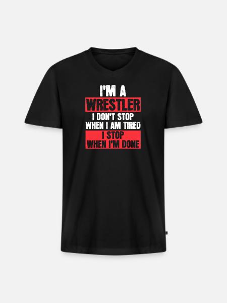 Ich bin ein Wrestler - Männer Premium Bio T-Shirt mit V-Ausschnitt - Schwarz