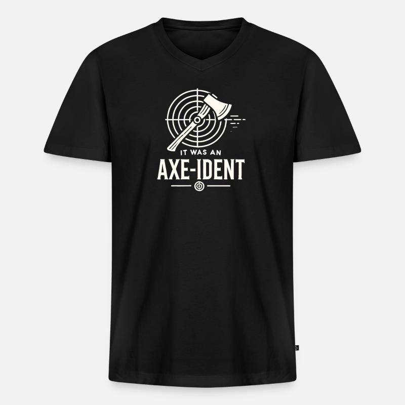 Es war ein Axt-ident - Männer Premium Bio T-Shirt mit V-Ausschnitt - Schwarz