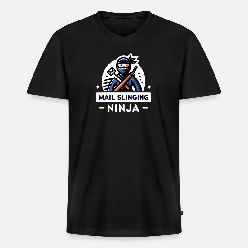 Postwurfsendung Ninja - Männer Premium Bio T-Shirt mit V-Ausschnitt - Schwarz