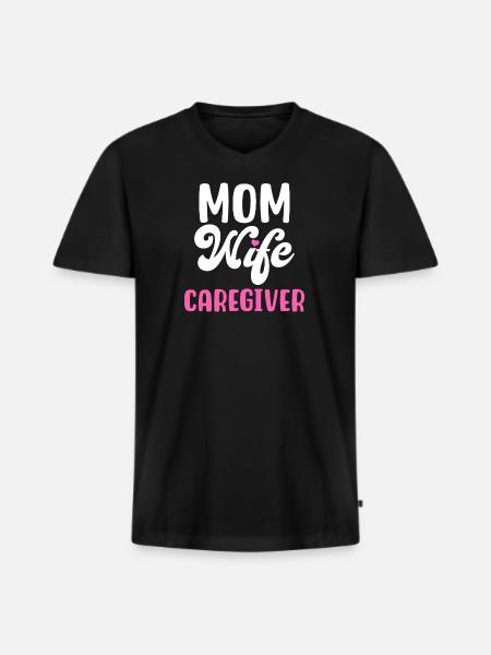 MUTTER EHEFRAU PFLEGERIN - Männer Premium Bio T-Shirt mit V-Ausschnitt - Schwarz