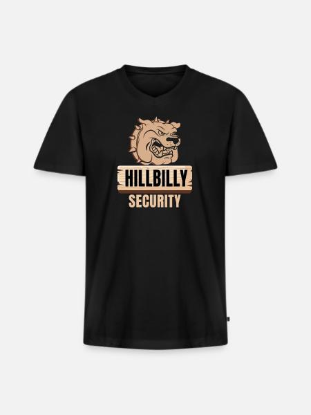 Hillbilly Security - Männer Premium Bio T-Shirt mit V-Ausschnitt - Schwarz