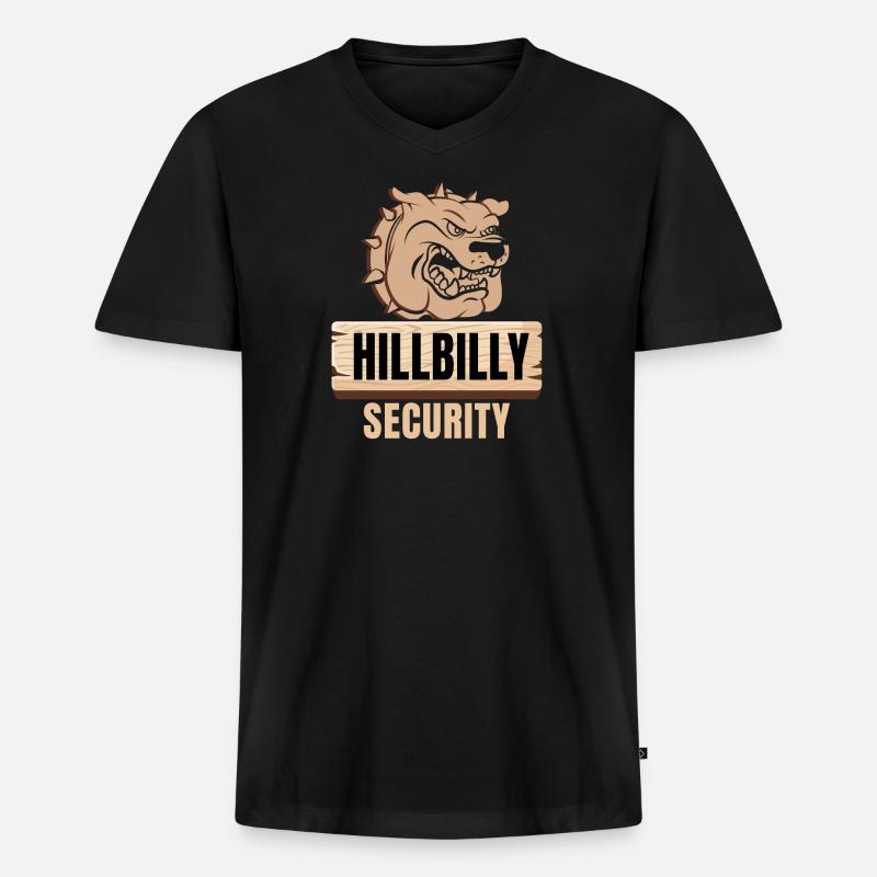 Hillbilly Security - Männer Premium Bio T-Shirt mit V-Ausschnitt - Schwarz