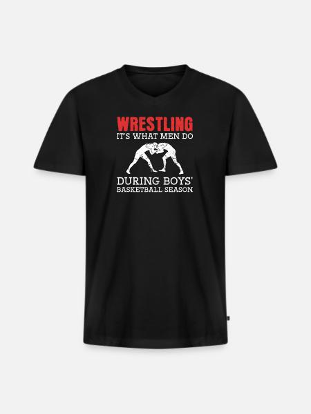 Ringen - Männer Premium Bio T-Shirt mit V-Ausschnitt - Schwarz