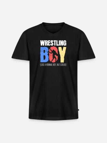 Ringender Junge - Männer Premium Bio T-Shirt mit V-Ausschnitt - Schwarz