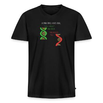 DNA - noch einzeln - RNA - immer - Männer Premium Bio T-Shirt mit V-Ausschnitt - Schwarz - Vorne - Nico (187cm)