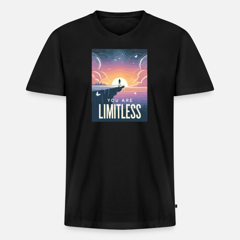Du bist grenzenlos - Männer Premium Bio T-Shirt mit V-Ausschnitt - Schwarz