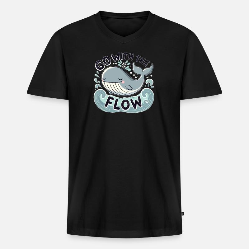 Mit dem Strom schwimmen - Männer Premium Bio T-Shirt mit V-Ausschnitt - Schwarz