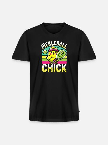 Pickleball-Küken - Männer Premium Bio T-Shirt mit V-Ausschnitt - Schwarz
