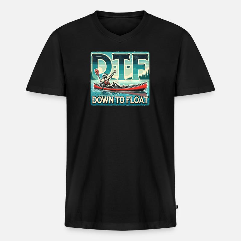 DTF - Down To Float - Männer Premium Bio T-Shirt mit V-Ausschnitt - Schwarz