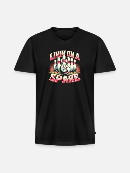 Leben auf Sparflamme - Männer Premium Bio T-Shirt mit V-Ausschnitt - Schwarz