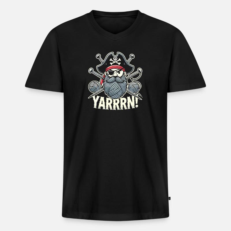 Yarrrrn - Männer Premium Bio T-Shirt mit V-Ausschnitt - Schwarz