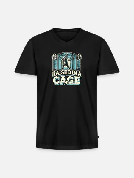 In einem Käfig aufgezogen - Männer Premium Bio T-Shirt mit V-Ausschnitt - Schwarz