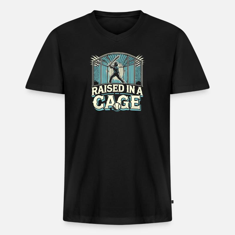 In einem Käfig aufgezogen - Männer Premium Bio T-Shirt mit V-Ausschnitt - Schwarz