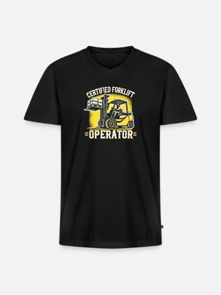Zertifizierter Gabelstaplerfahrer - Männer Premium Bio T-Shirt mit V-Ausschnitt - Schwarz