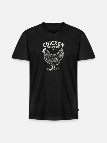 Hühnerflüsterer - Männer Premium Bio T-Shirt mit V-Ausschnitt - Schwarz